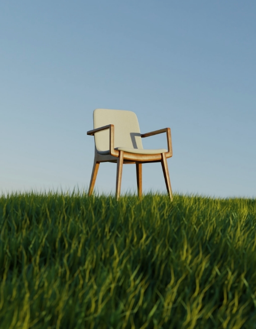 Una silla en el medio del campo